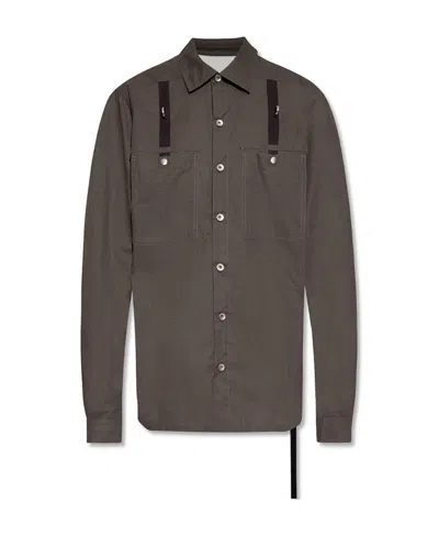 Rick Owens Drkshdw Tassel-detail Button-down Shirt In Black