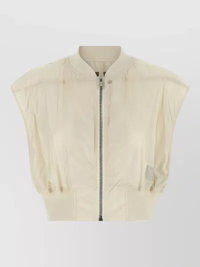 Rick Owens Drkshdw Tatlin Bomber Cap Sleeve Sheer Vest In Neutral