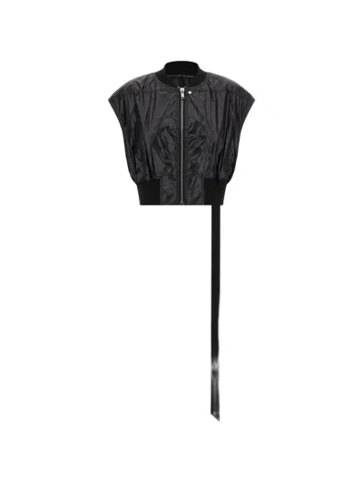 Rick Owens Drkshdw Tatlin Bomber Vest Cap Sleeve Cropped In Black