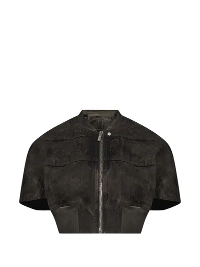 Rick Owens Drkshdw Denim Cropped Short-sleeve Bomber Jacket In Multi