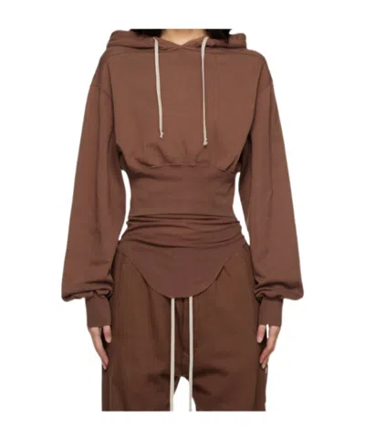 Rick Owens Drkshdw Brown Porterville Tatlin Hoodie In 83 Terra