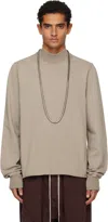 Rick Owens Drkshdw Concordians Headon Dbl High Neck Knit Sweater In Brown