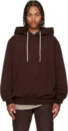 Rick Owens Drkshdw Asymmetric Hem Hoodie Kangaroo Pocket In Brown