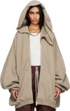 Rick Owens Drkshdw Taupe Concordians Megamountain Hoodie In Brown