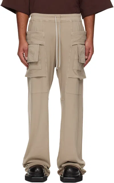 Rick Owens Drkshdw Taupe Concordians Wide Creatch Cargo Pants In Brown