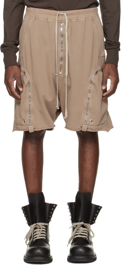 Rick Owens Drkshdw Taupe Temple Bauhaus Pods Shorts In Brown