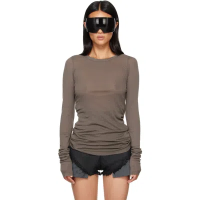 Rick Owens Drkshdw Taupe Tower Basic Ls T-shirt In Brown