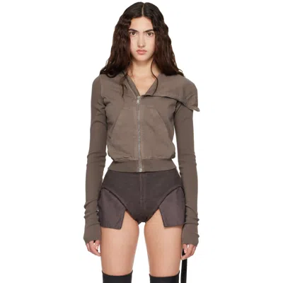 Rick Owens Drkshdw Taupe Tower Mountain Sweat Jacket In Brown