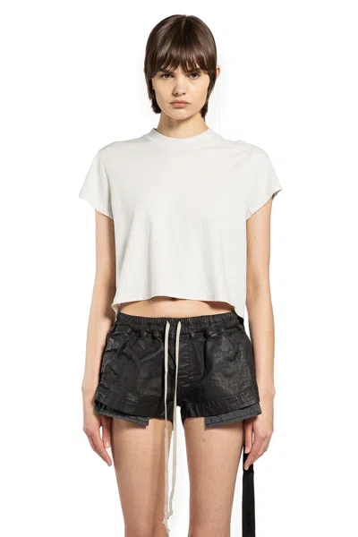 Rick Owens Drkshdw Temple Cropped Small Level T-shirt In White