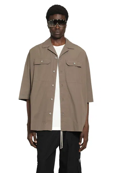 Rick Owens Drkshdw Jumbo Cotton Button-up Overshirt In Brown