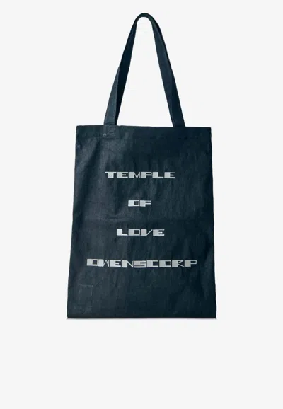 Rick Owens Drkshdw Temple Of Love Owenscorp Denim Tote Bag In Black