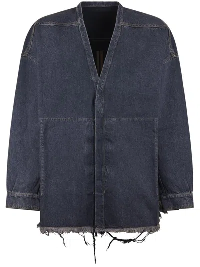 Rick Owens Drkshdw Timeless Denim Shirt With Structured Collar And Tailored Fit In Blue