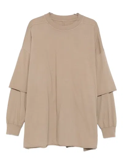 Rick Owens Drkshdw Tommy Hustler Double-layered T-shirt In Brown