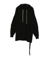 Rick Owens Drkshdw Tommy Layered Drawstring Hoodie In Black