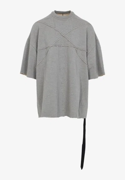 Rick Owens Drkshdw Asymmetric Hem Cotton Fleece T-shirt In Gray