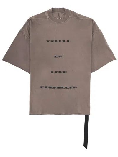 Rick Owens Drkshdw Tommy T Oversized Cotton Asymmetrical T-shirt In Brown