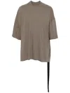 Rick Owens Drkshdw Ribbed Oversized T-shirt Asymmetrical Hem In Gray