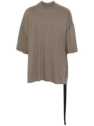 Rick Owens Drkshdw Ribbed Oversized T-shirt Asymmetrical Hem In Gray
