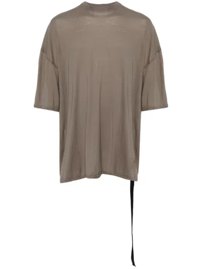Rick Owens Drkshdw Short-sleeve Drawstring-hem Cotton T-shirt In Beige