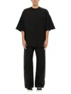 Rick Owens Drkshdw Drkshdw By Rick Owens Oversized Cotton T-shirt With Geometric Design And Relaxed Fit In Black