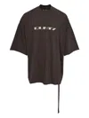 Rick Owens Drkshdw Graphic Print T-shirt Asymmetric Hem In Brown