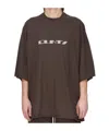 Rick Owens Drkshdw Graphic Print T-shirt Asymmetric Hem In Brown