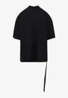 Rick Owens Drkshdw Tommy Turtleneck Short Sleeve Tie Top In Black
