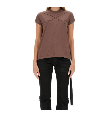 Rick Owens Drkshdw Tonal-stitching Cotton T-shirt In Brown