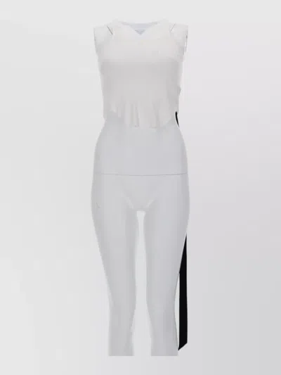 Rick Owens Drkshdw Top Asymmetric Hem Contrast Stripe Sleeveless In White
