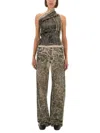 Rick Owens Drkshdw Asymmetric Abstract Pattern Sleeveless Top In Green