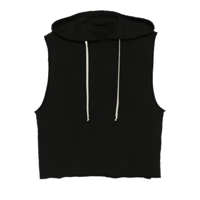 Pre-owned Rick Owens Drkshdw Top In Felpa Hooded Tunic Top 'black' | Men's Size Xl
