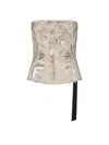 Rick Owens Drkshdw Sleeved Top With Strap Detail And Metallic Finish In Gray