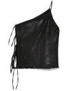 Rick Owens Drkshdw Denim Top With Asymmetrical Neckline And Side Ties In Black