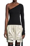 Rick Owens Drkshdw Ziggy Asymmetric-neckline Long-sleeve T-shirt In Black