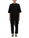 Rick Owens Drkshdw Drkshdw By Rick Owens Relaxed Fit Black Cotton T-shirt With Crew Neckline