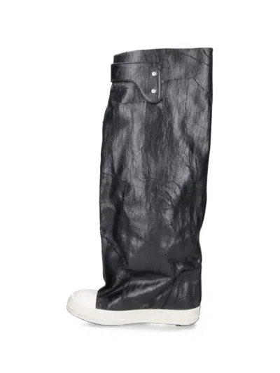 Rick Owens Drkshdw Tower Elephant Coated Canvas Boots In Black
