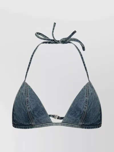 RICK OWENS DRKSHDW TRIANGLE DENIM HALTERNECK TOP