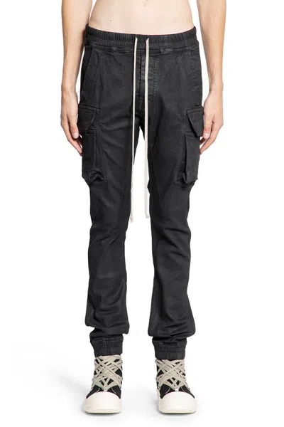 Rick Owens Drkshdw Mastodon Cut Relaxed Cargo Cotton Jeans In Black