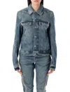 Rick Owens Drkshdw Classic Denim Trucker Jacket With Structured Silhouette In Blue
