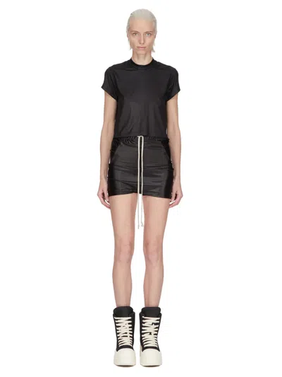 Rick Owens Drkshdw T-shirt Mini Shorts With Drawstring Waist And Double-layer Side Pockets In Black