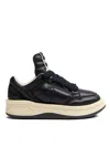 Rick Owens Drkshdw 'turbowpn' Black Low Top Sneakers With Logo Detail And Elongated Tongue