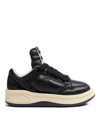Rick Owens Drkshdw 'turbowpn' Black Low Top Sneakers With Logo Detail And Elongated Tongue
