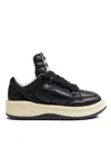Rick Owens Drkshdw Leather Sneakers With Padded Collar And Star Detail