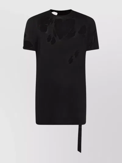 Rick Owens Drkshdw Uneven Hem Distressed Short Sleeves In Black