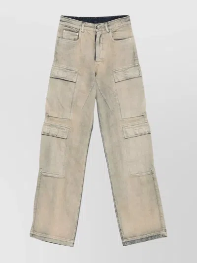 RICK OWENS DRKSHDW UTILITY STRAIGHT LEG CARGO DENIM TROUSERS