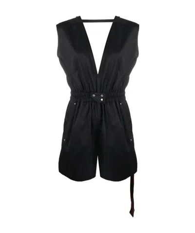 RICK OWENS DRKSHDW V-NECK COATED PLAYSUIT