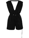 Rick Owens Drkshdw Sleeveless Cotton Playsuit In Black