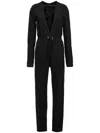 Rick Owens Drkshdw V-neck Buttoned Jumpsuit Pockets Detail In ブラック