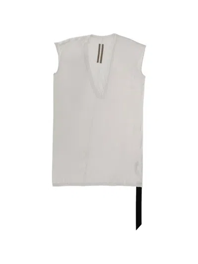 Rick Owens Drkshdw Neutrals Dylan T Oversized V-neck T-shirt In White
