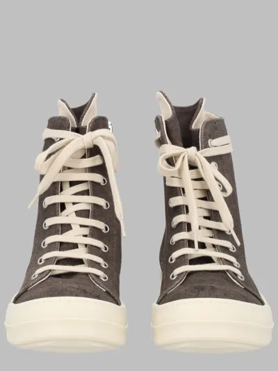 Rick Owens Drkshdw High-top Wrap-around Lace Charcoal Cotton Sneakers In Gray